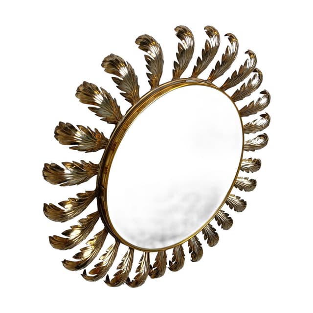 Sunburst mirror, gold brass, France, 1960s - DIMENSION