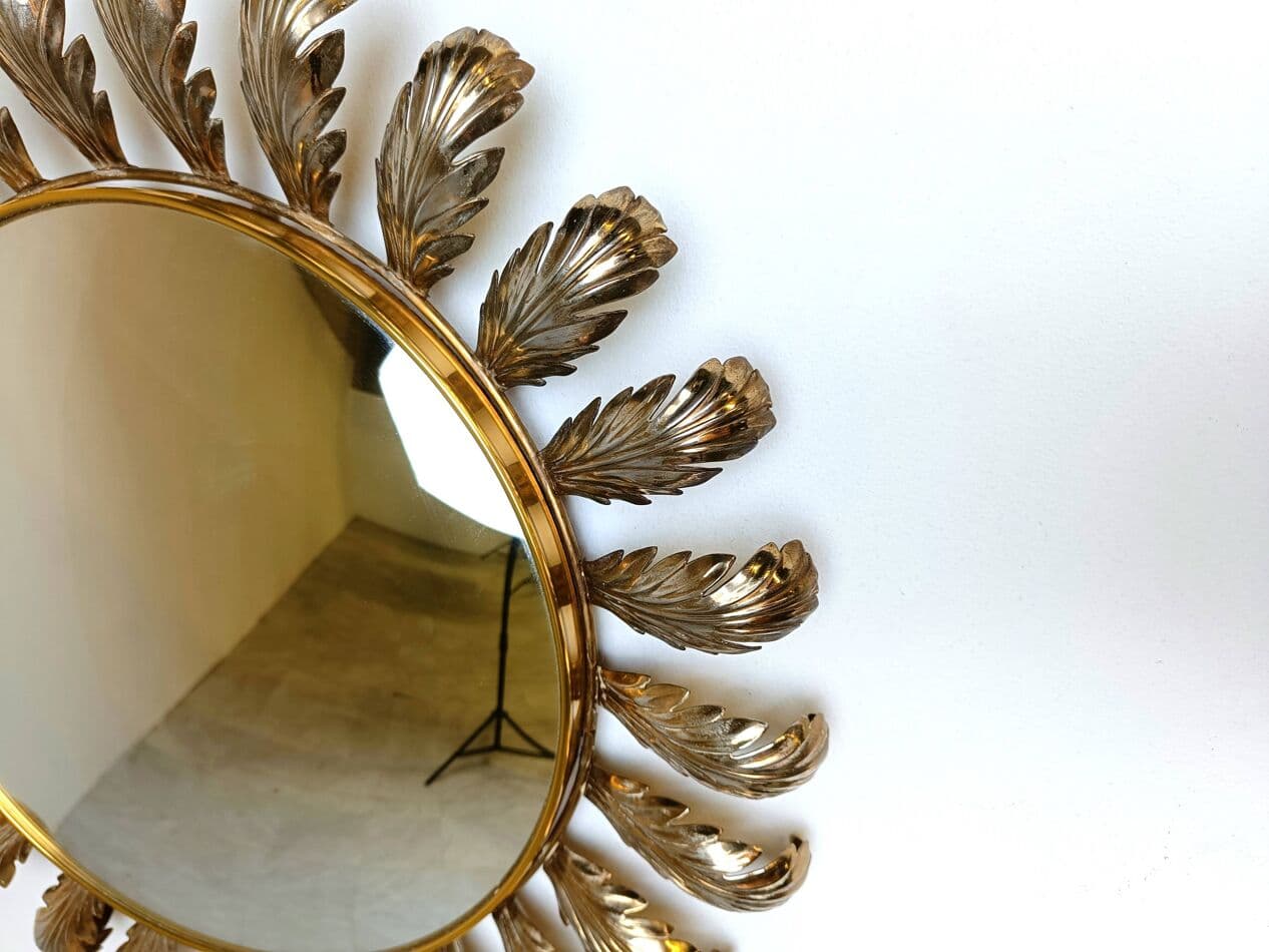 Sunburst mirror, gold brass, France, 1960s - 264404