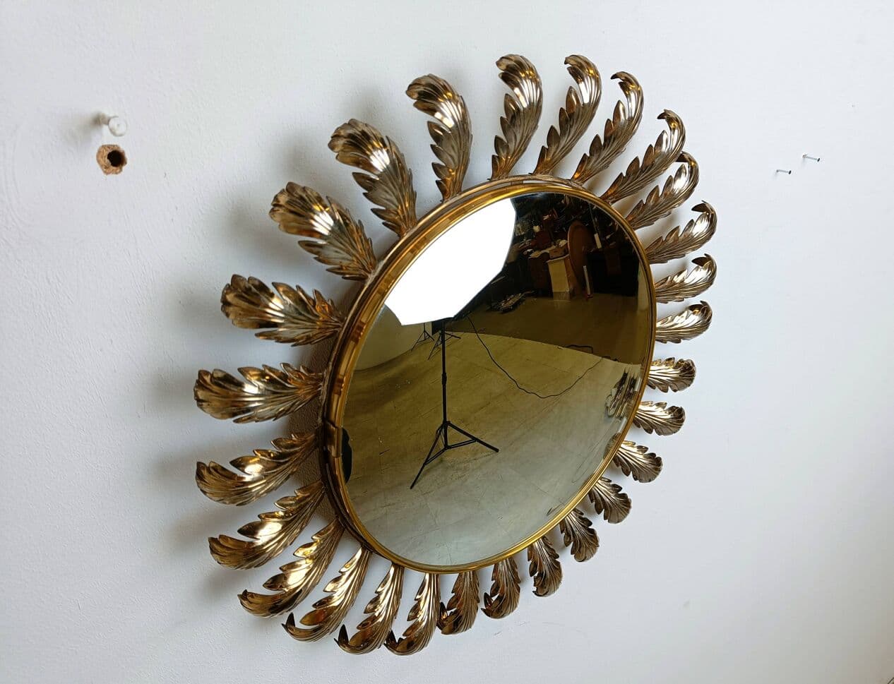 Sunburst mirror, gold brass, France, 1960s - 264405