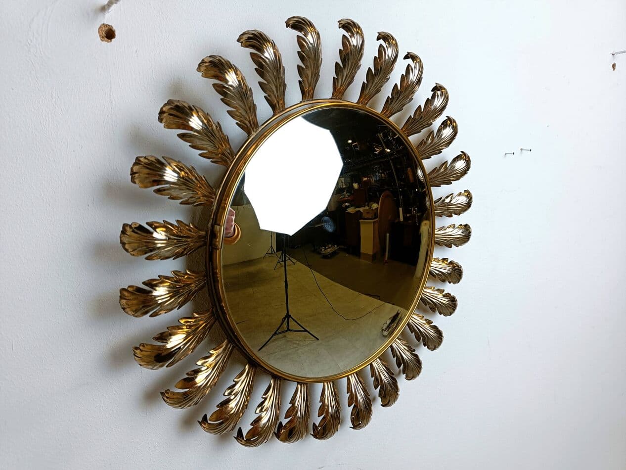 Sunburst mirror, gold brass, France, 1960s - 264398