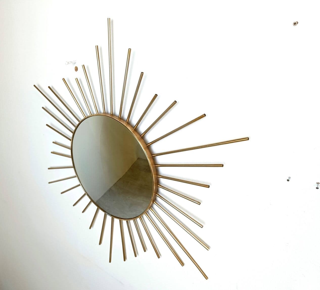 Sunburst mirror, gold brass, glass, France, 1970s - 264394