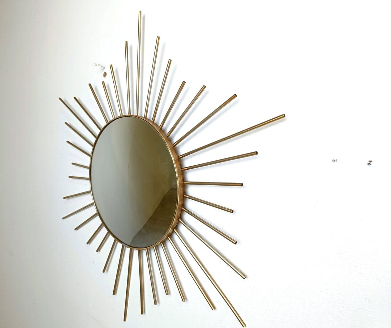 Sunburst mirror, gold brass, glass, France, 1970s - 264395