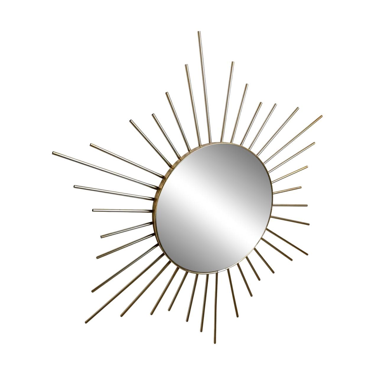 Sunburst mirror, gold brass, glass, France, 1970s