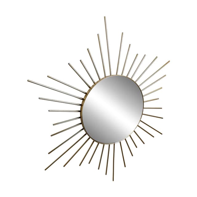 Sunburst mirror, gold brass, glass, France, 1970s - DIMENSION