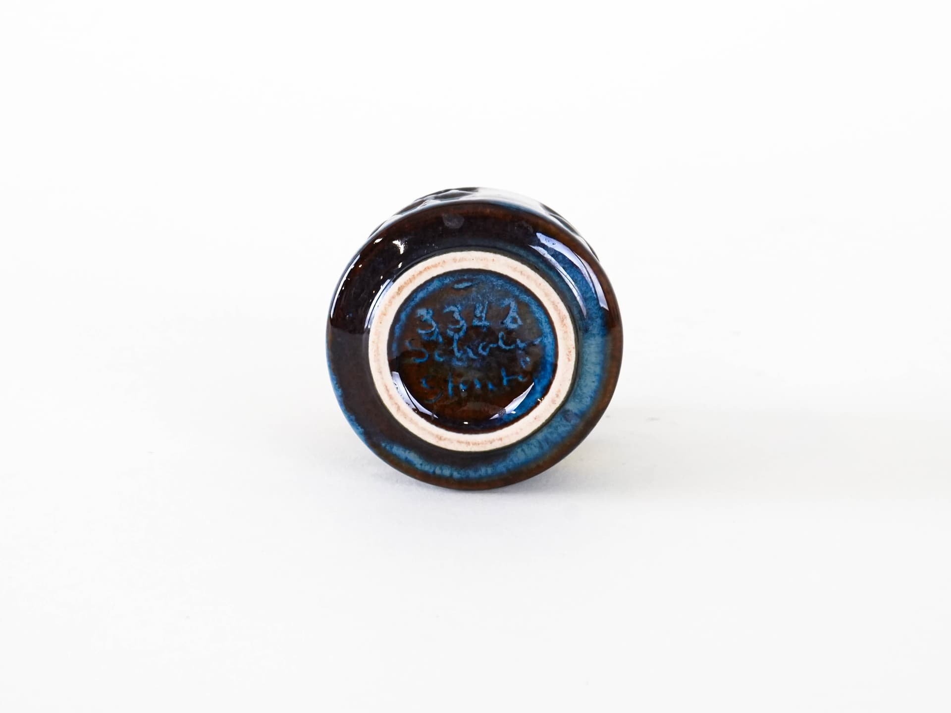 Świecznik, ceramika niebieska, proj. E. Johansen, Søholm Keramik, Dania, lata 60. - 262198