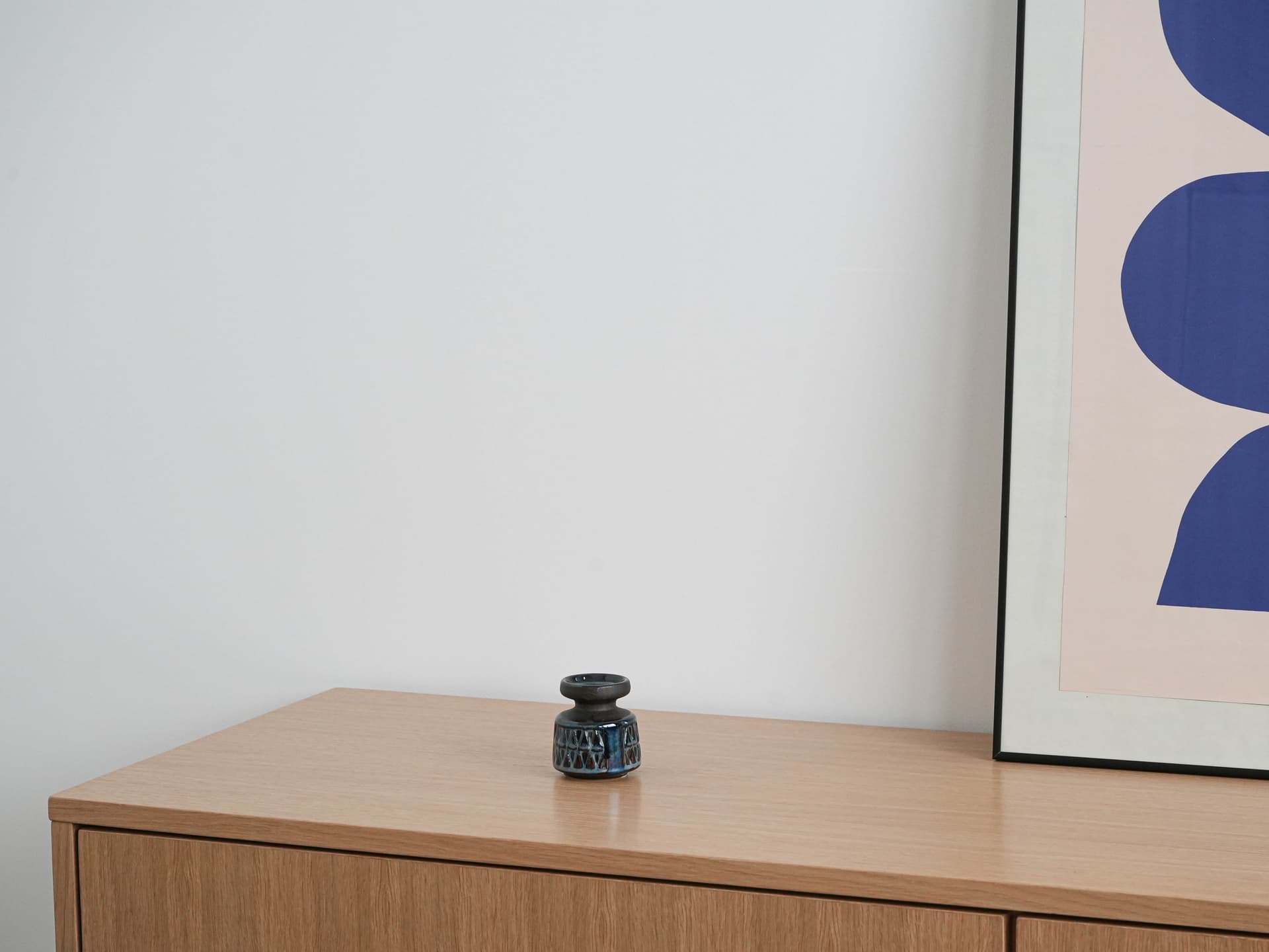 Świecznik, ceramika niebieska, proj. E. Johansen, Søholm Keramik, Dania, lata 60. - 262201