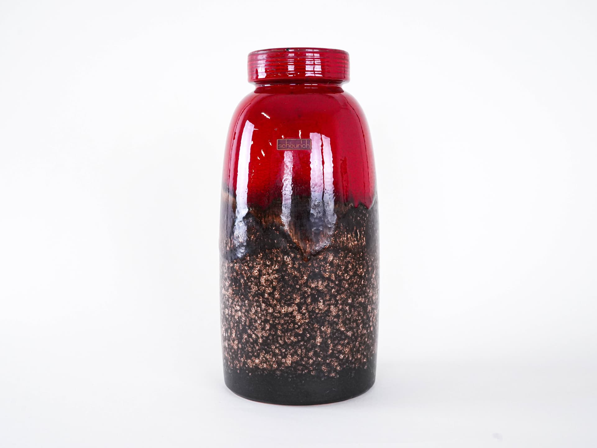 Wazon 553-38, czerwony, ceramika, Scheurich, Niemcy, lata 60. - 262225