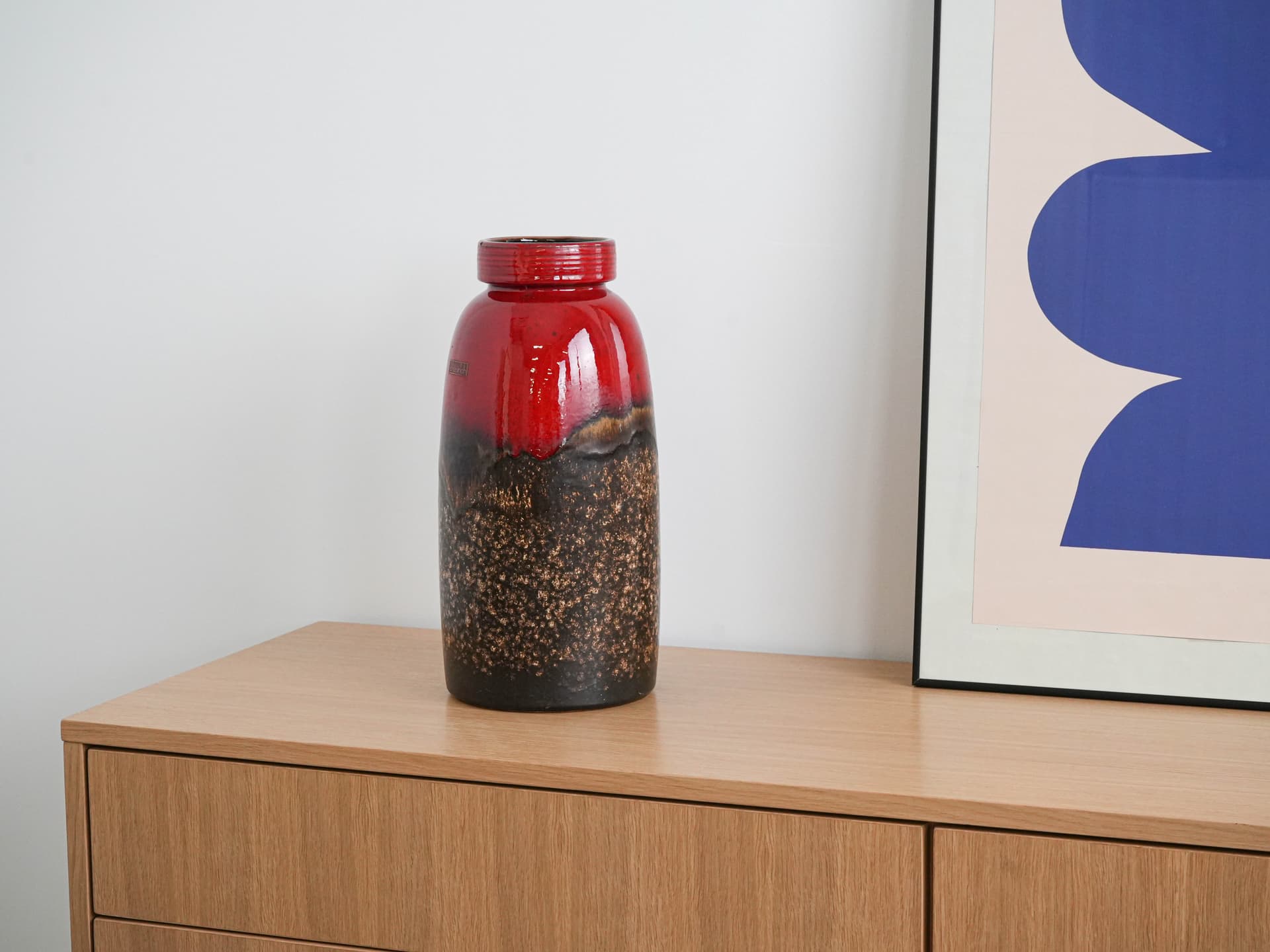 Wazon 553-38, czerwony, ceramika, Scheurich, Niemcy, lata 60. - 262227