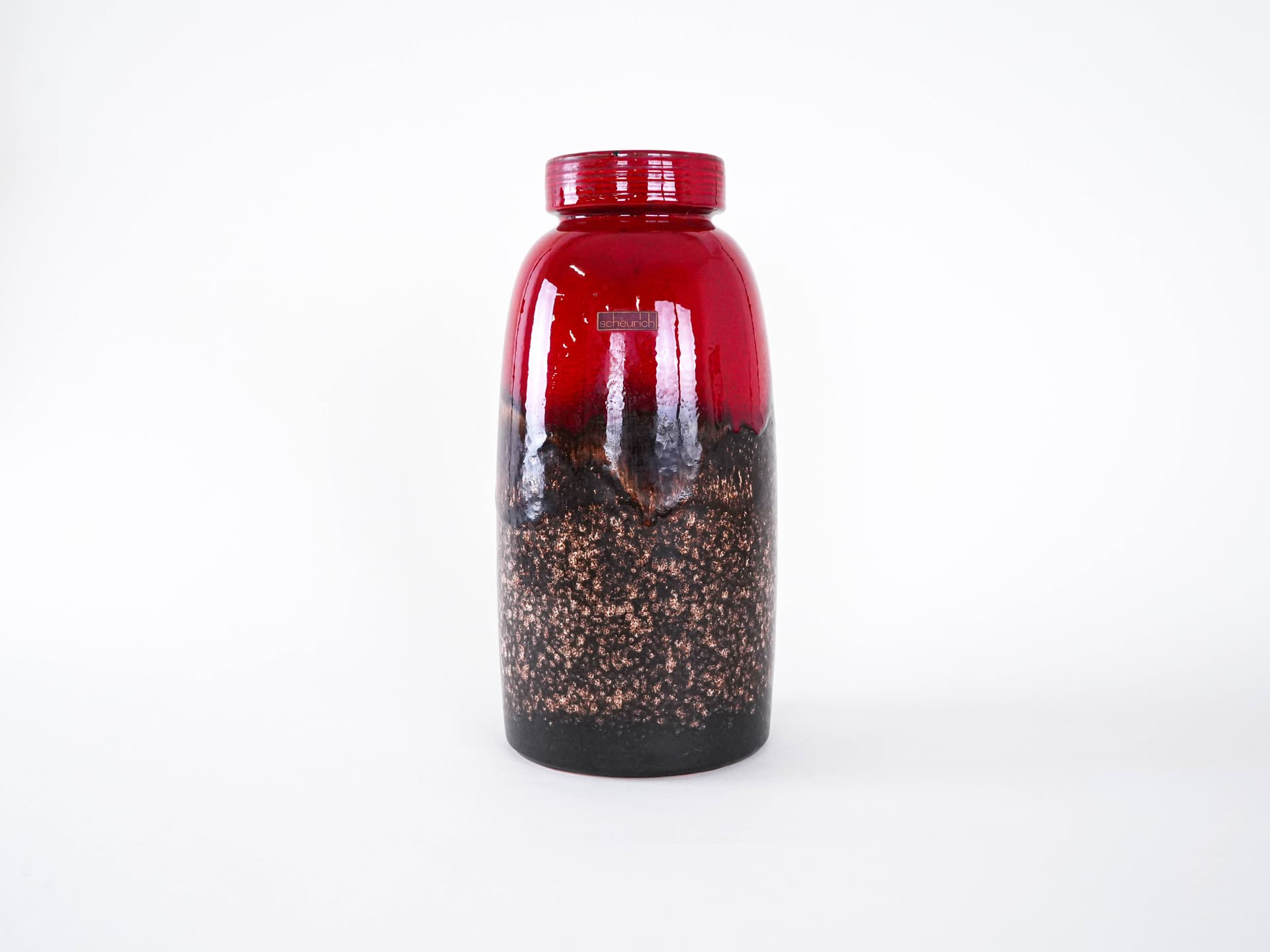 Wazon 553-38, czerwony, ceramika, Scheurich, Niemcy, lata 60. - 262223