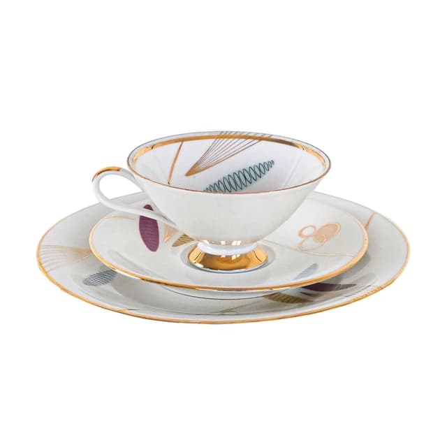 Filiżanka z talerzykiem, biały, porcelana, Hertel Jacob, Niemcy, lata 60. - WYMIARY