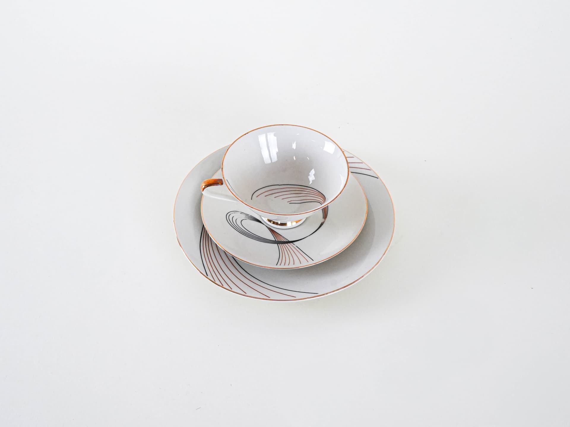 Filiżanka z talerzykiem, kremowa, porcelana, Niemcy, lata 60. - 262296