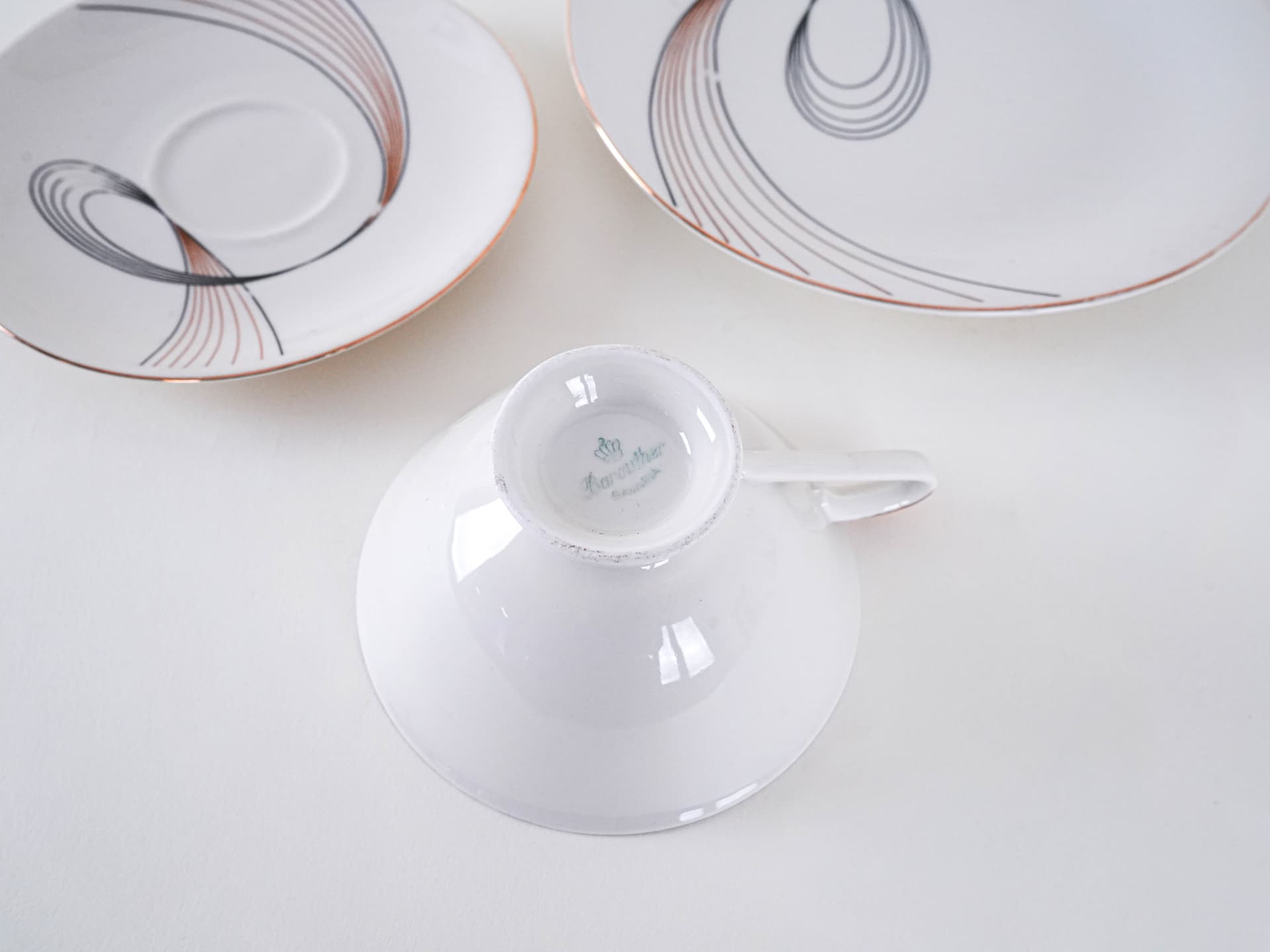 Filiżanka z talerzykiem, kremowa, porcelana, Niemcy, lata 60. - 262297