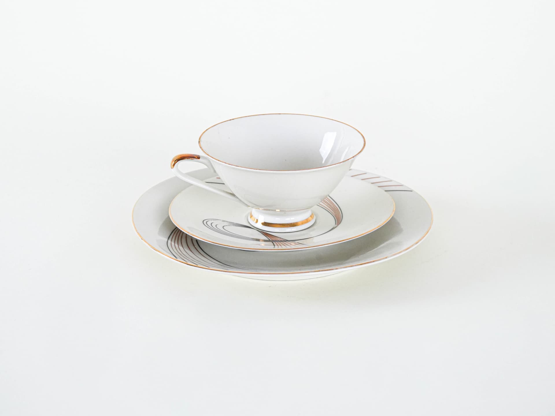 Filiżanka z talerzykiem, kremowa, porcelana, Niemcy, lata 60. - 262295