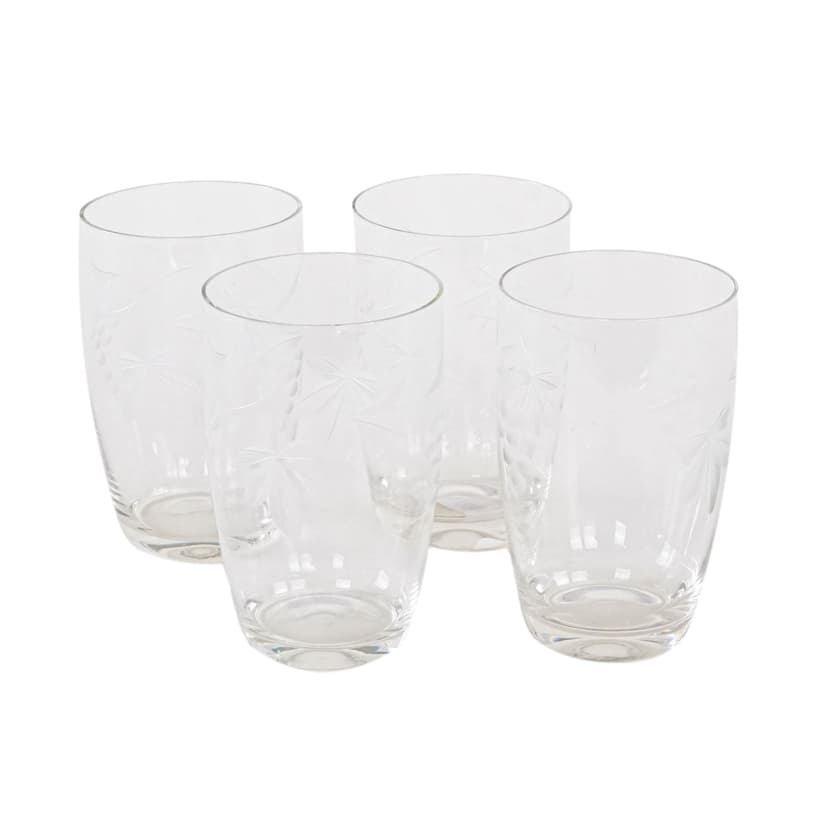 Komplet czterech szklanek, transparent, szkło, Dania, lata 70.