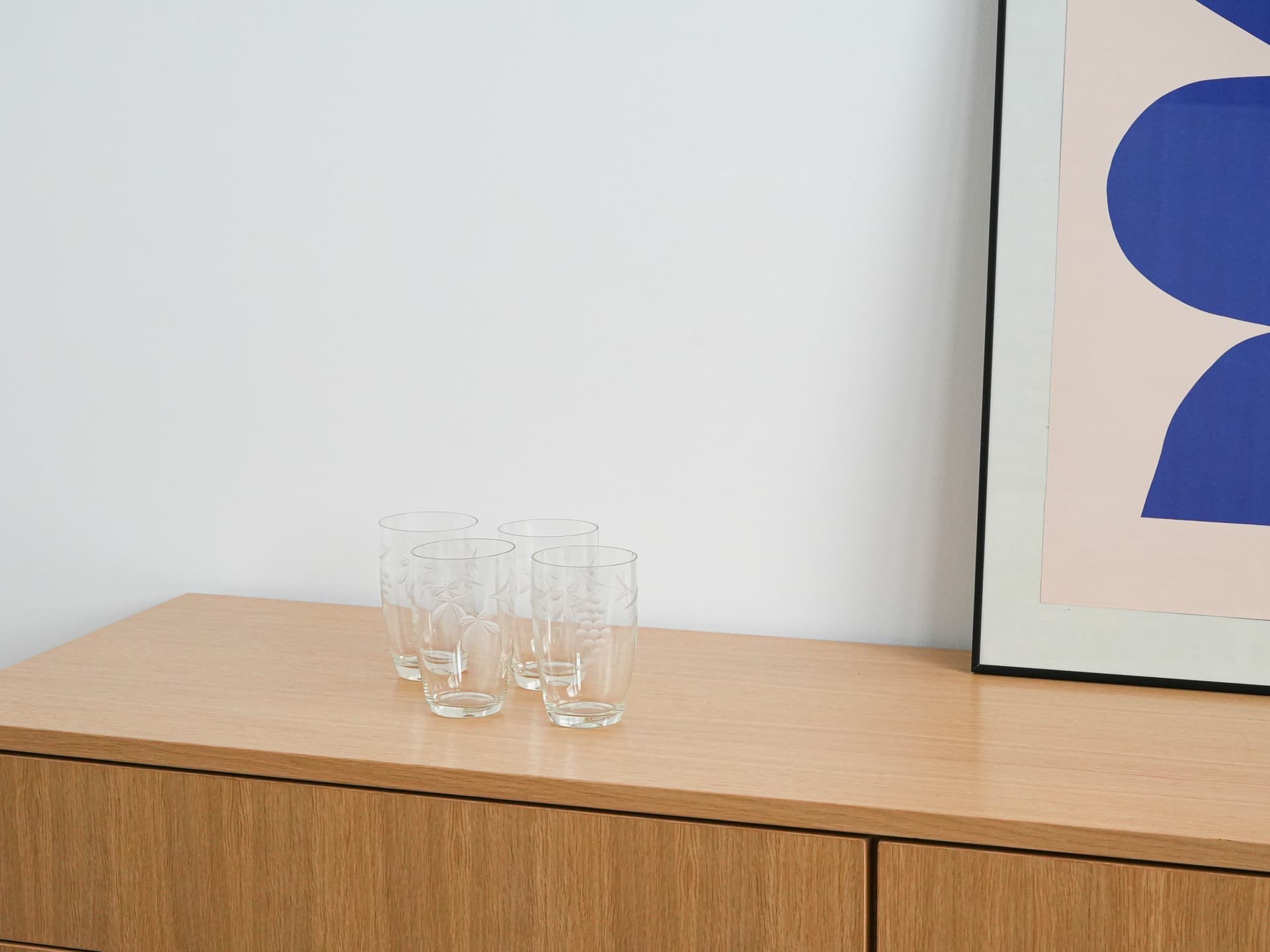 Komplet czterech szklanek, transparent, szkło, Dania, lata 70. - 262329