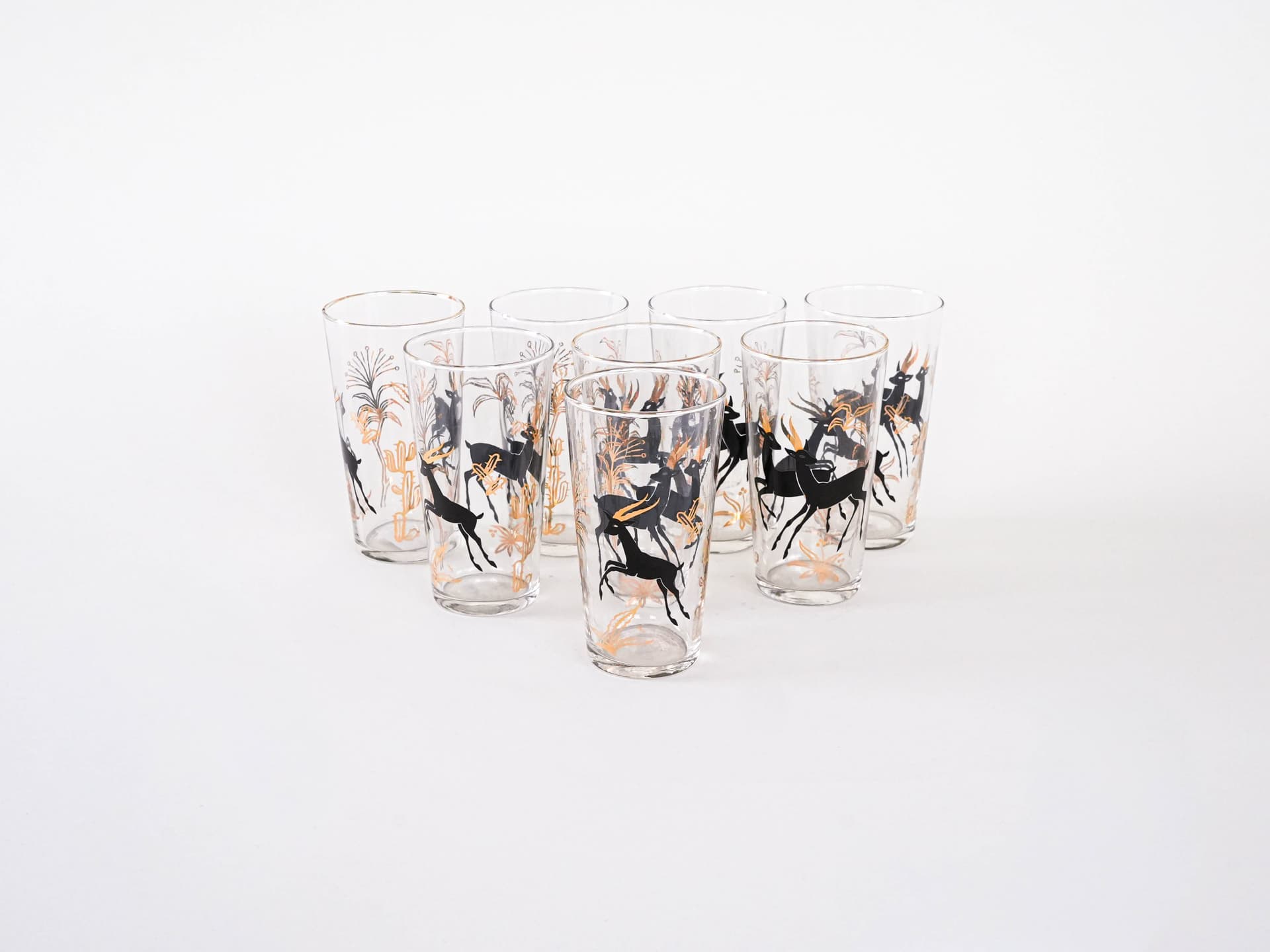 Komplet ośmiu szklanek, szkło transparentne, Dania, lata 70. - 262332