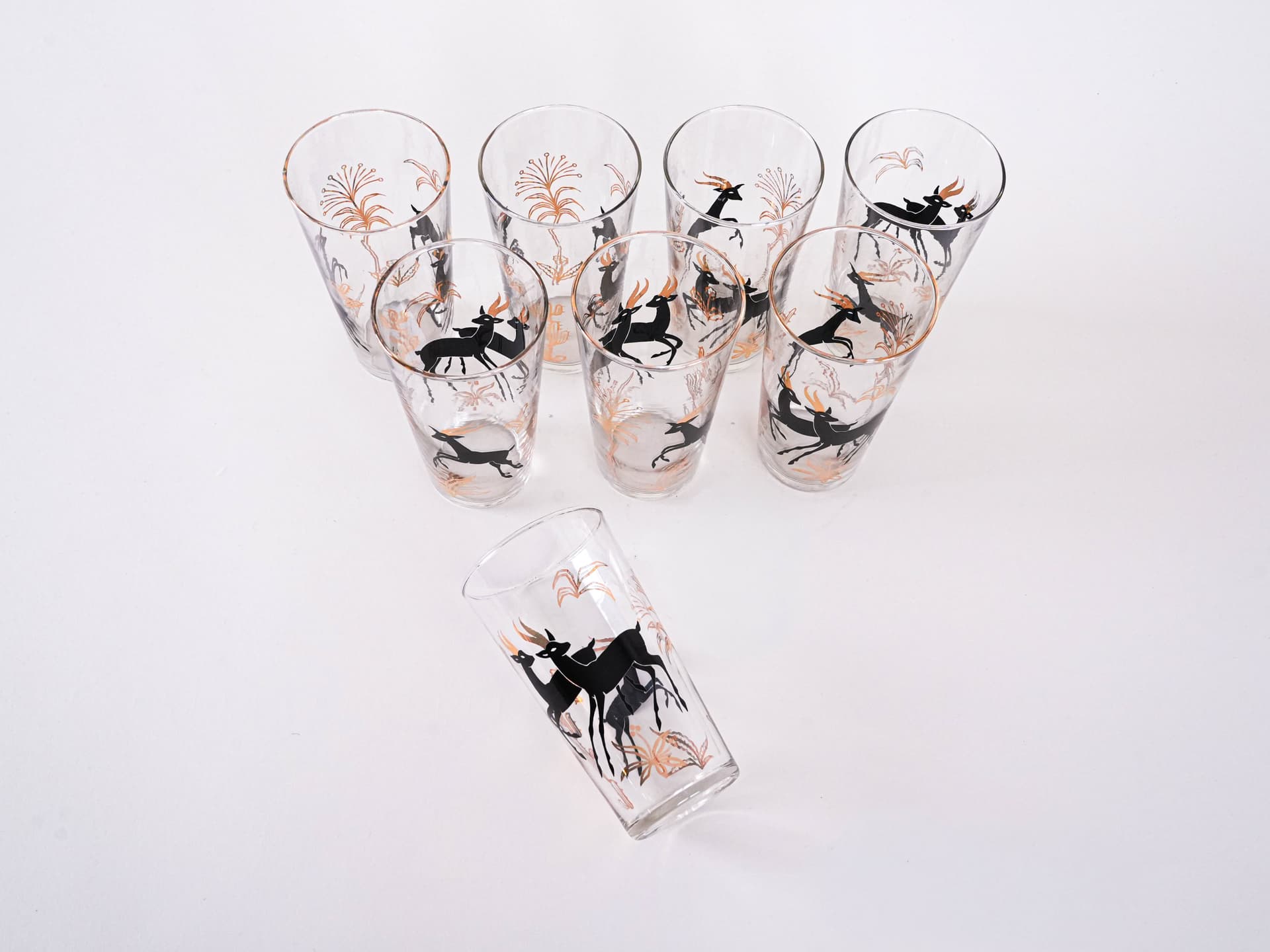 Komplet ośmiu szklanek, szkło transparentne, Dania, lata 70. - 262335