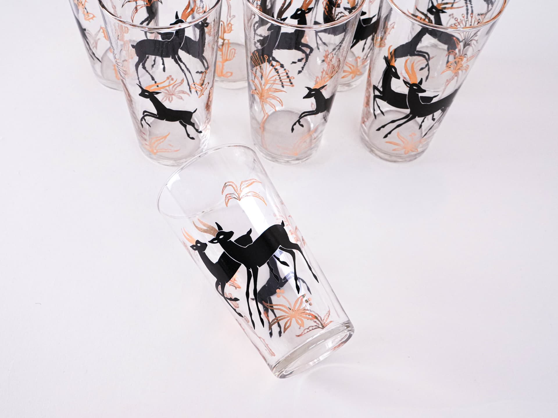 Komplet ośmiu szklanek, szkło transparentne, Dania, lata 70. - 262336