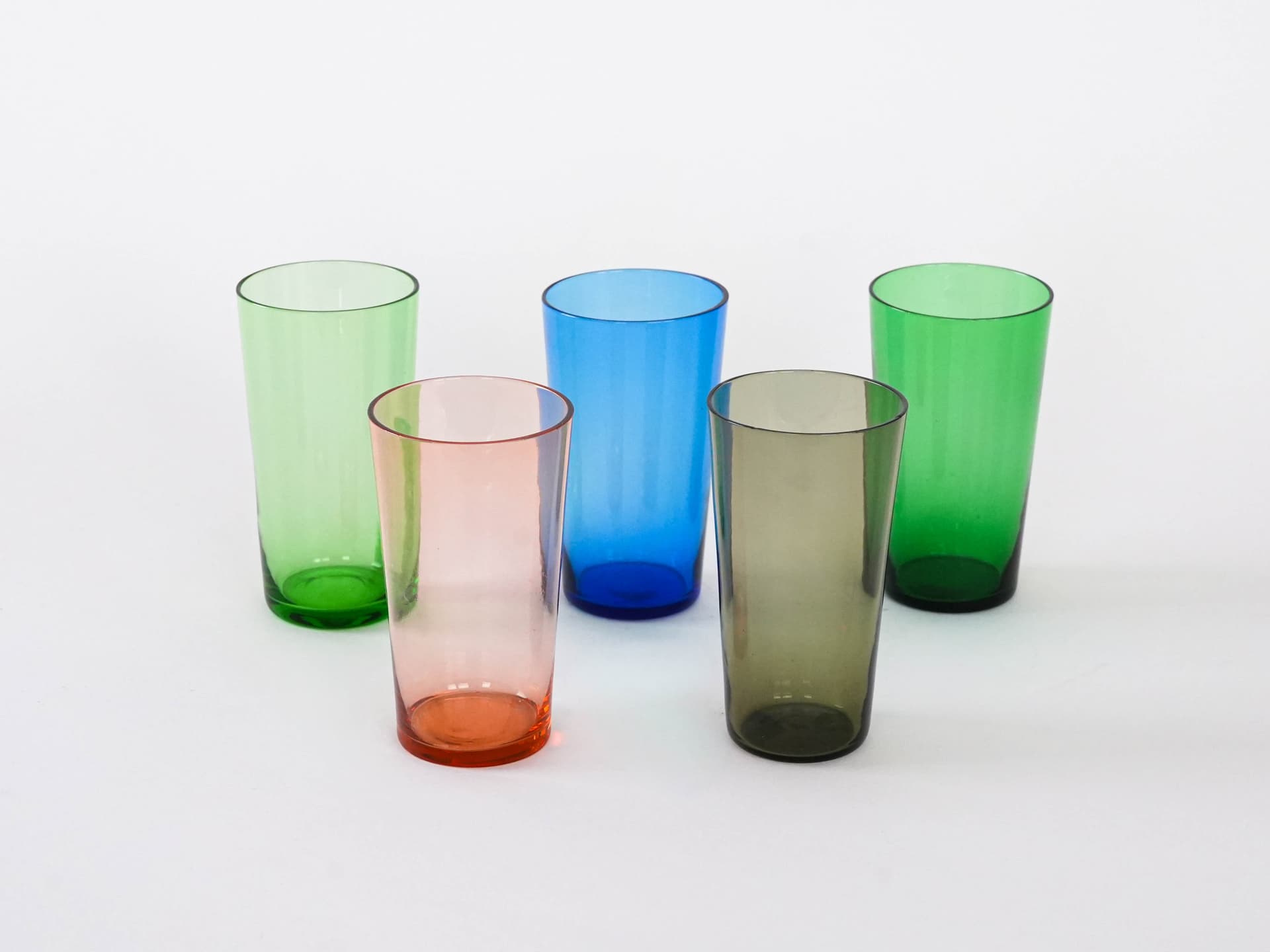 Komplet szklanek, kolorowe szkło, proj. T. Wirkkala, Iittala, Finlandia, lata 50. - 262348
