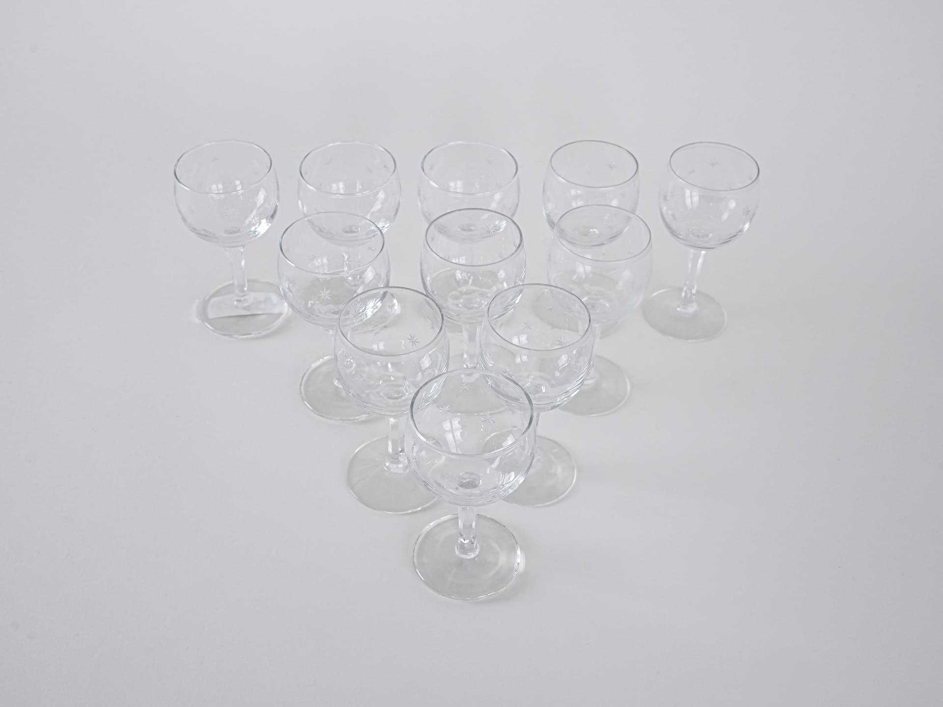 Komplet kieliszków, transparent, kryształ, Dania, lata 70. - 262354