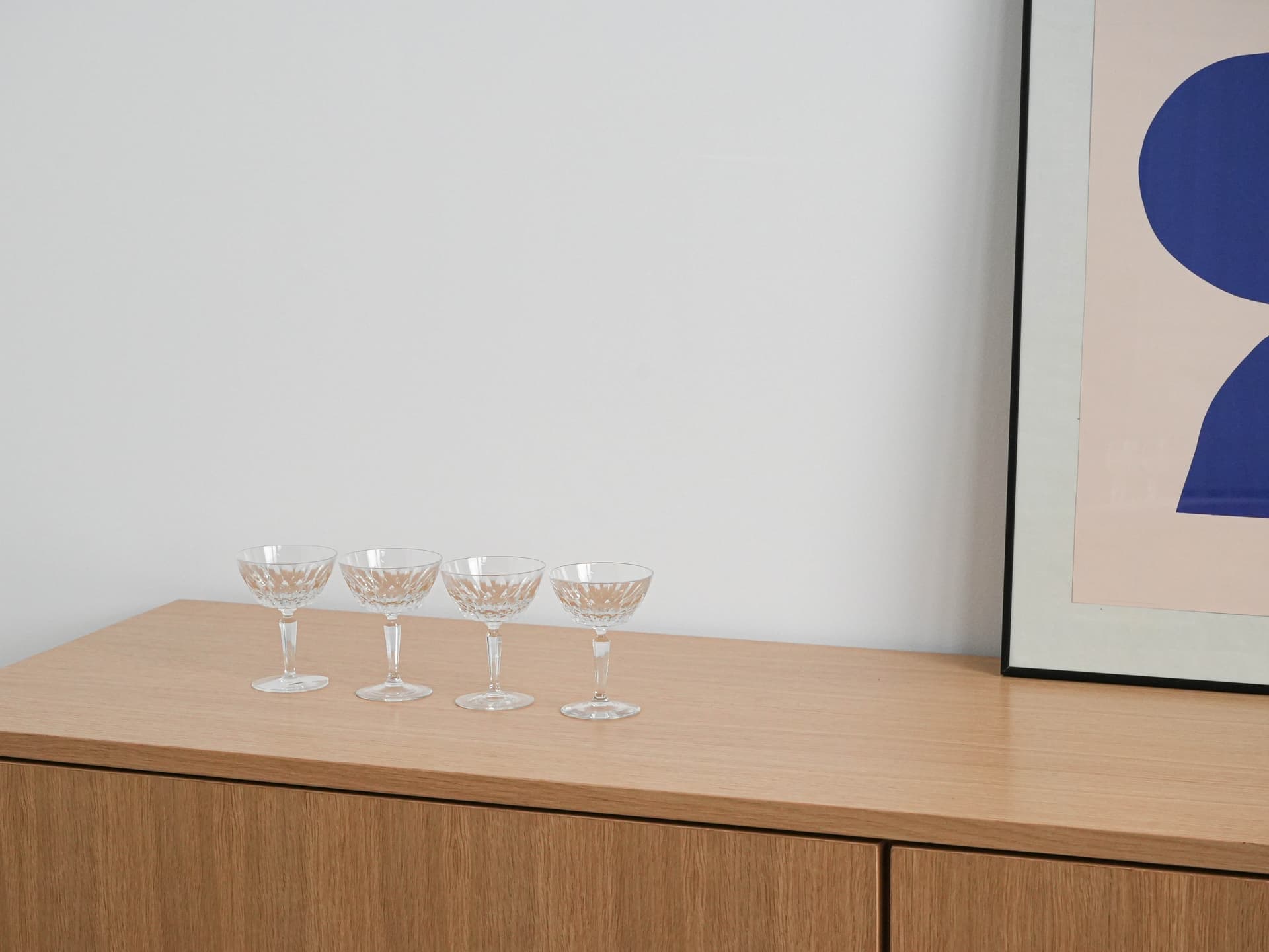 Komplet czterech kieliszków, transparent, kryształ, Dania, lata 70. - 262379