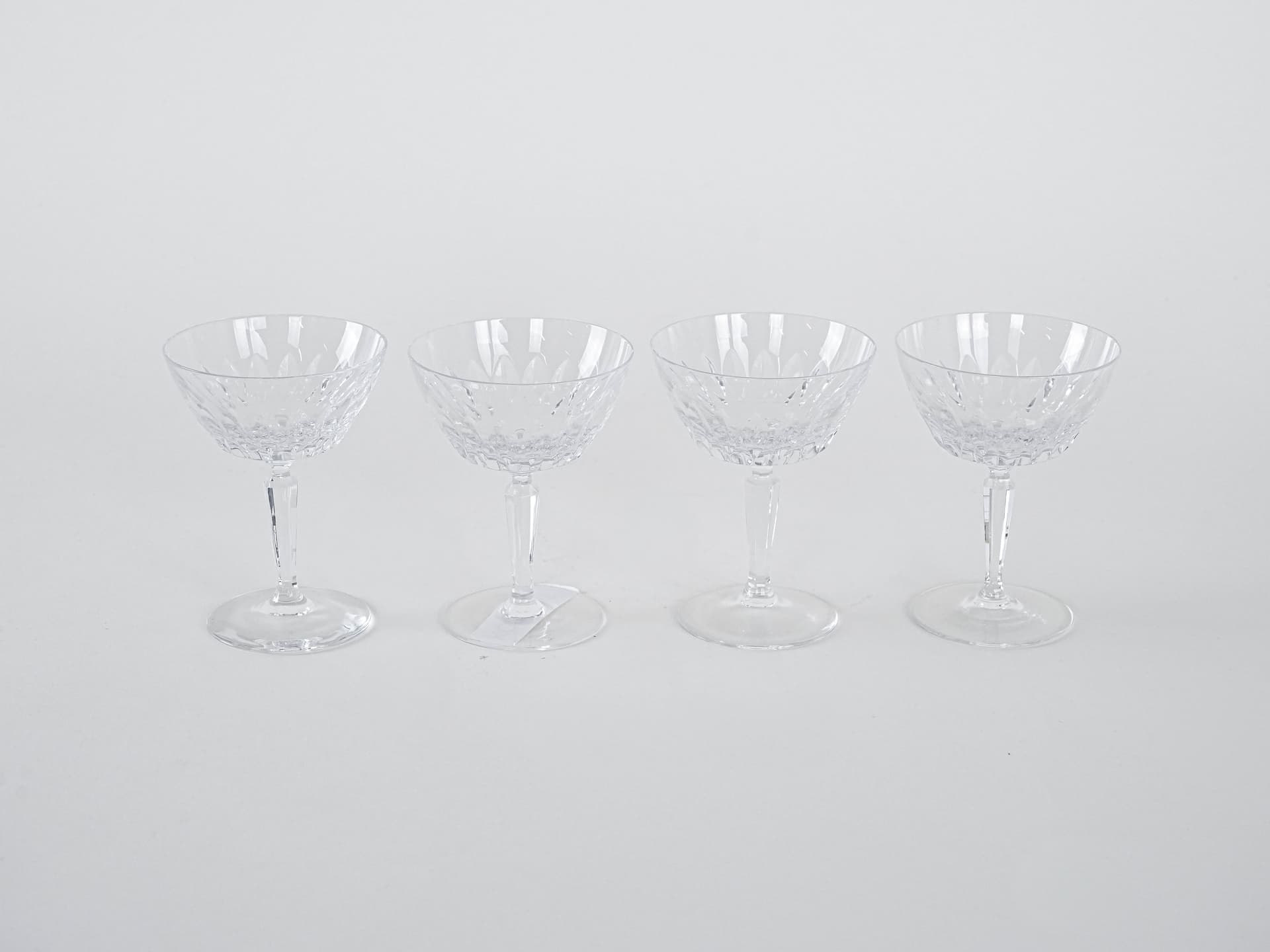 Komplet czterech kieliszków, transparent, kryształ, Dania, lata 70. - 262376