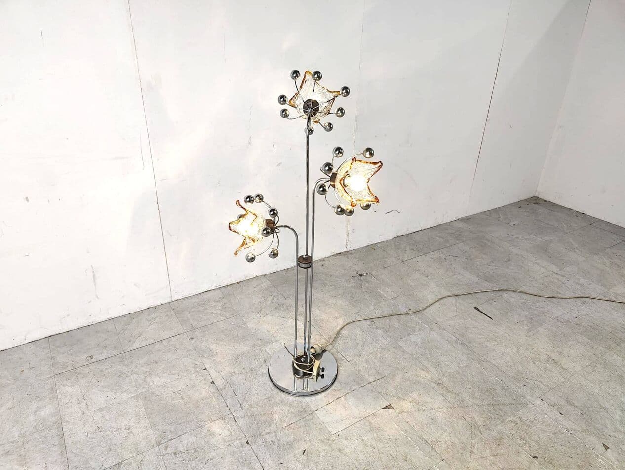 Lampa podłogowa Murano, srebrny, metal, szkło, Włochy, lata 60. - 264255