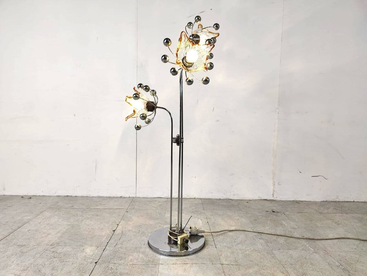 Lampa podłogowa Murano, srebrny, metal, szkło, Włochy, lata 60. - 264256