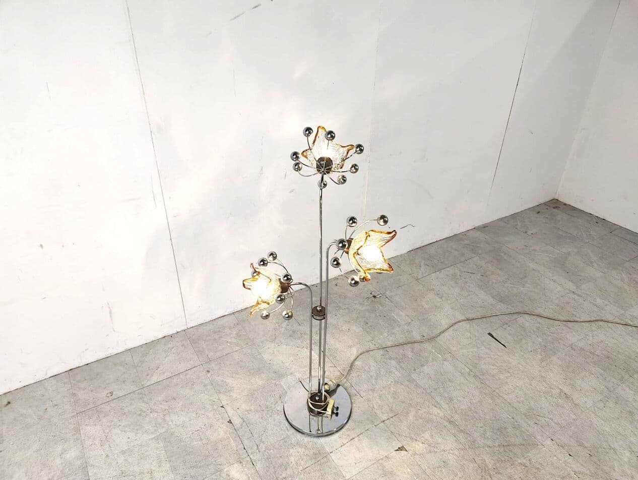 Lampa podłogowa Murano, srebrny, metal, szkło, Włochy, lata 60. - 264268