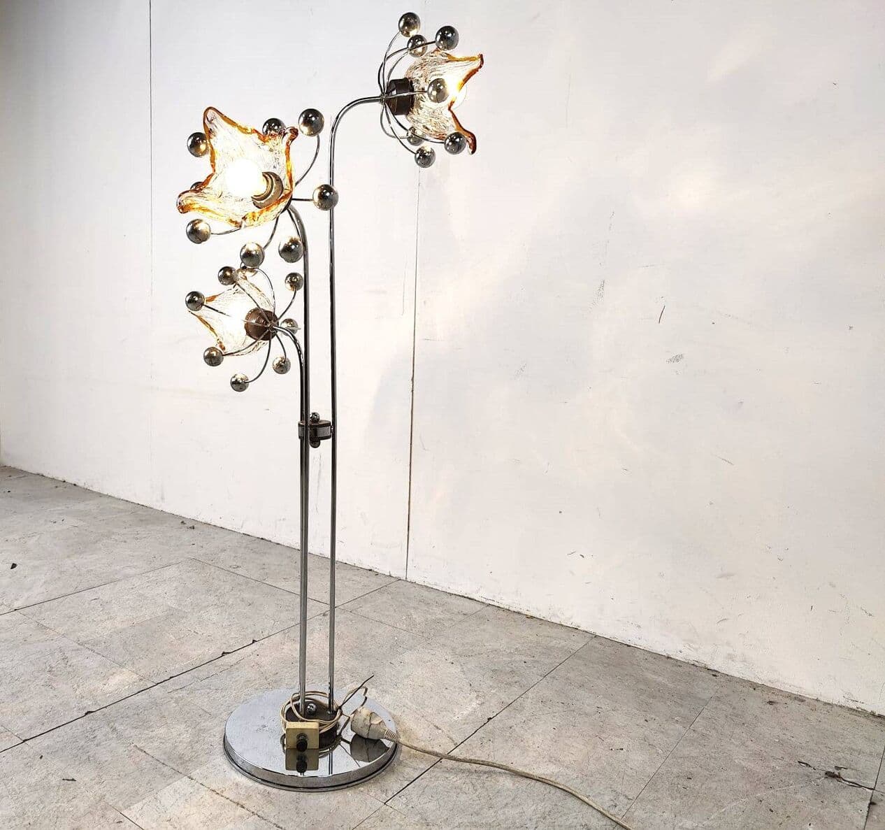 Lampa podłogowa Murano, srebrny, metal, szkło, Włochy, lata 60. - 264264