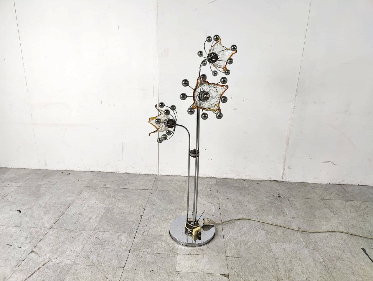 Lampa podłogowa Murano, srebrny, metal, szkło, Włochy, lata 60. - 264262