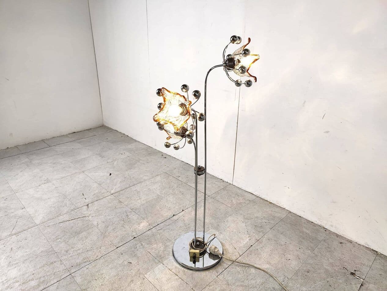 Lampa podłogowa Murano, srebrny, metal, szkło, Włochy, lata 60. - 264265