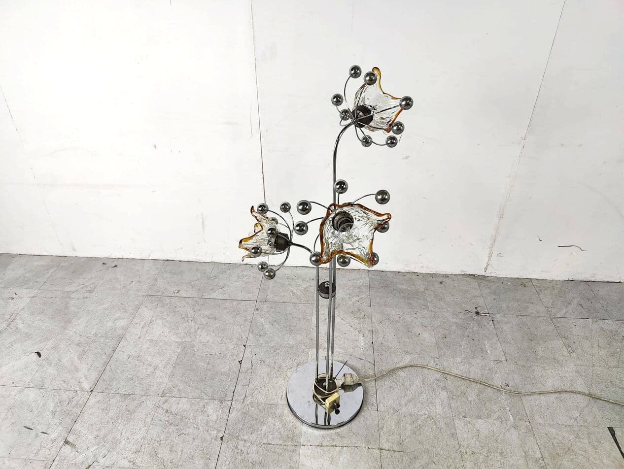 Lampa podłogowa Murano, srebrny, metal, szkło, Włochy, lata 60. - 264263