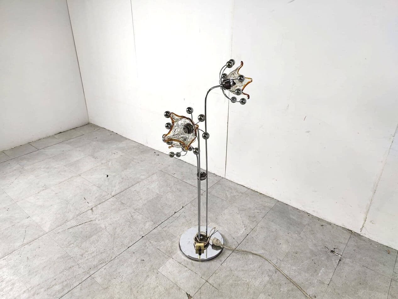 Lampa podłogowa Murano, srebrny, metal, szkło, Włochy, lata 60. - 264261