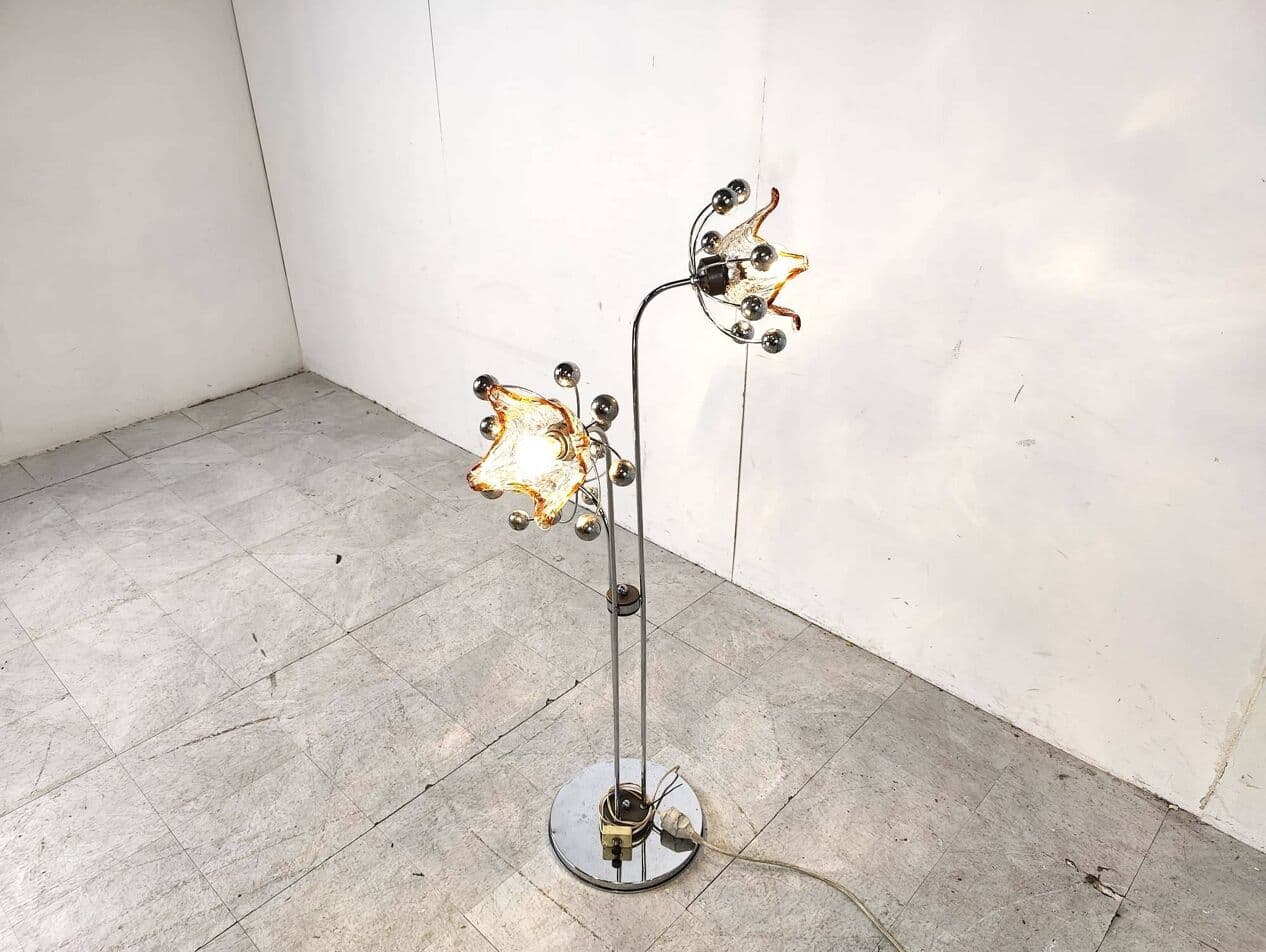 Lampa podłogowa Murano, srebrny, metal, szkło, Włochy, lata 60. - 264266