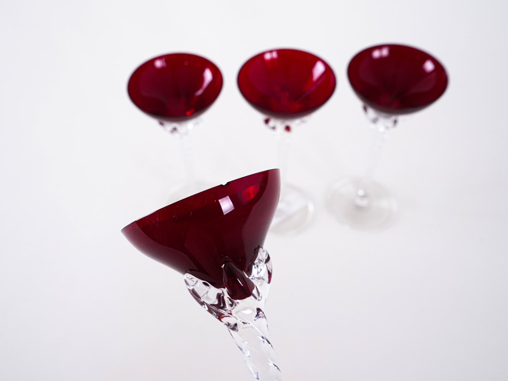 Komplet kieliszków, rubinowy, kryształ, Dania, lata 70. - 262415