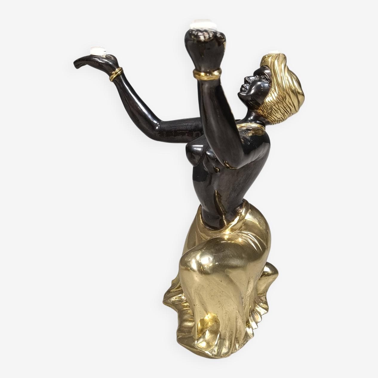 Stolik kawowy Blackamoor, mosiądz złoty, szkło, metal, Włochy, lata 70. - 264197