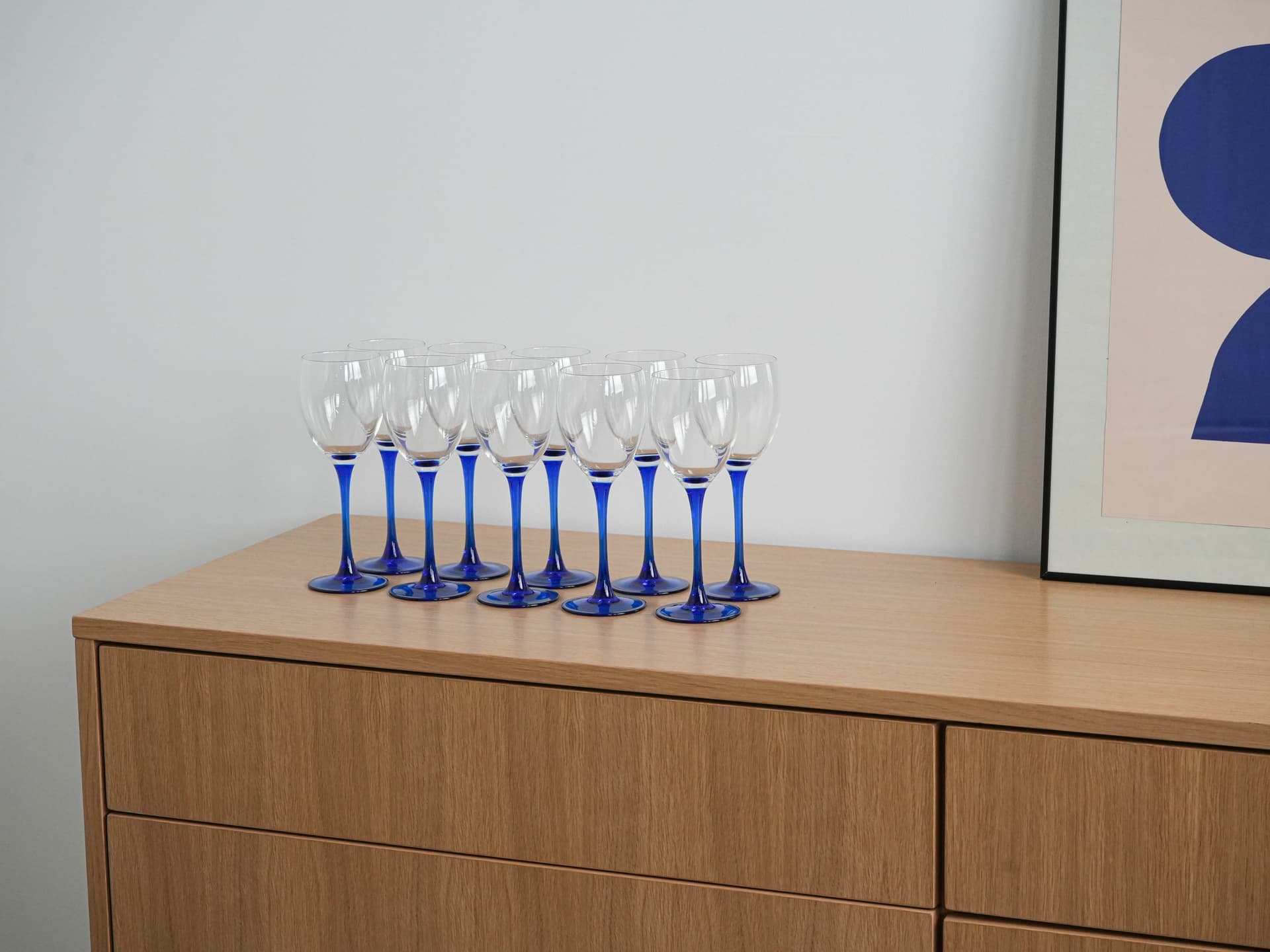 Komplet kieliszków do wina, szkło niebieskie, Dania, lata 70. - 262440