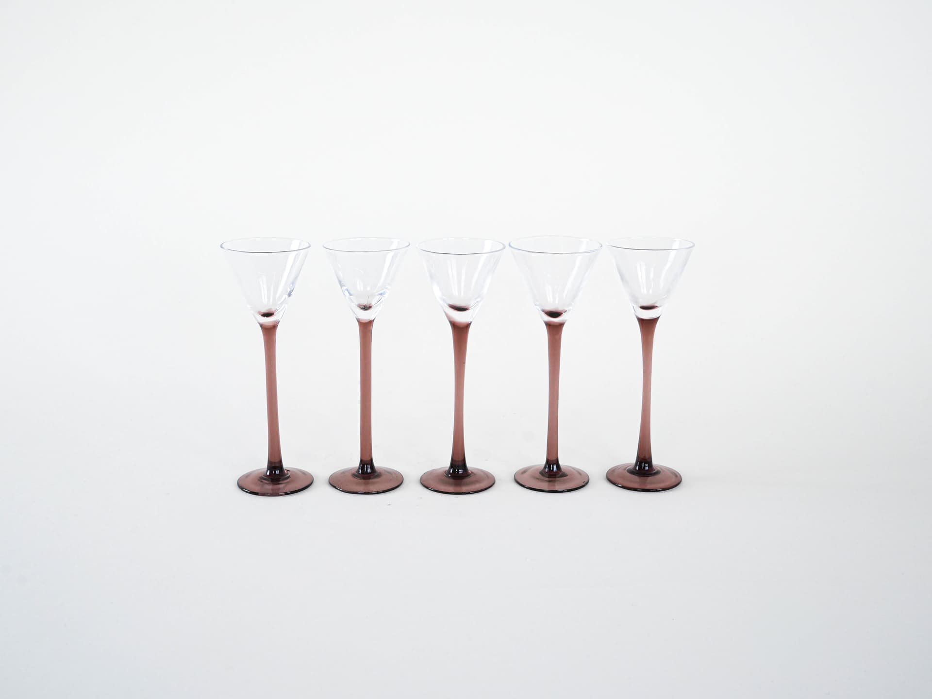 Komplet pięciu kieliszków, transparent szkło, Dania, lata 70. - 262453