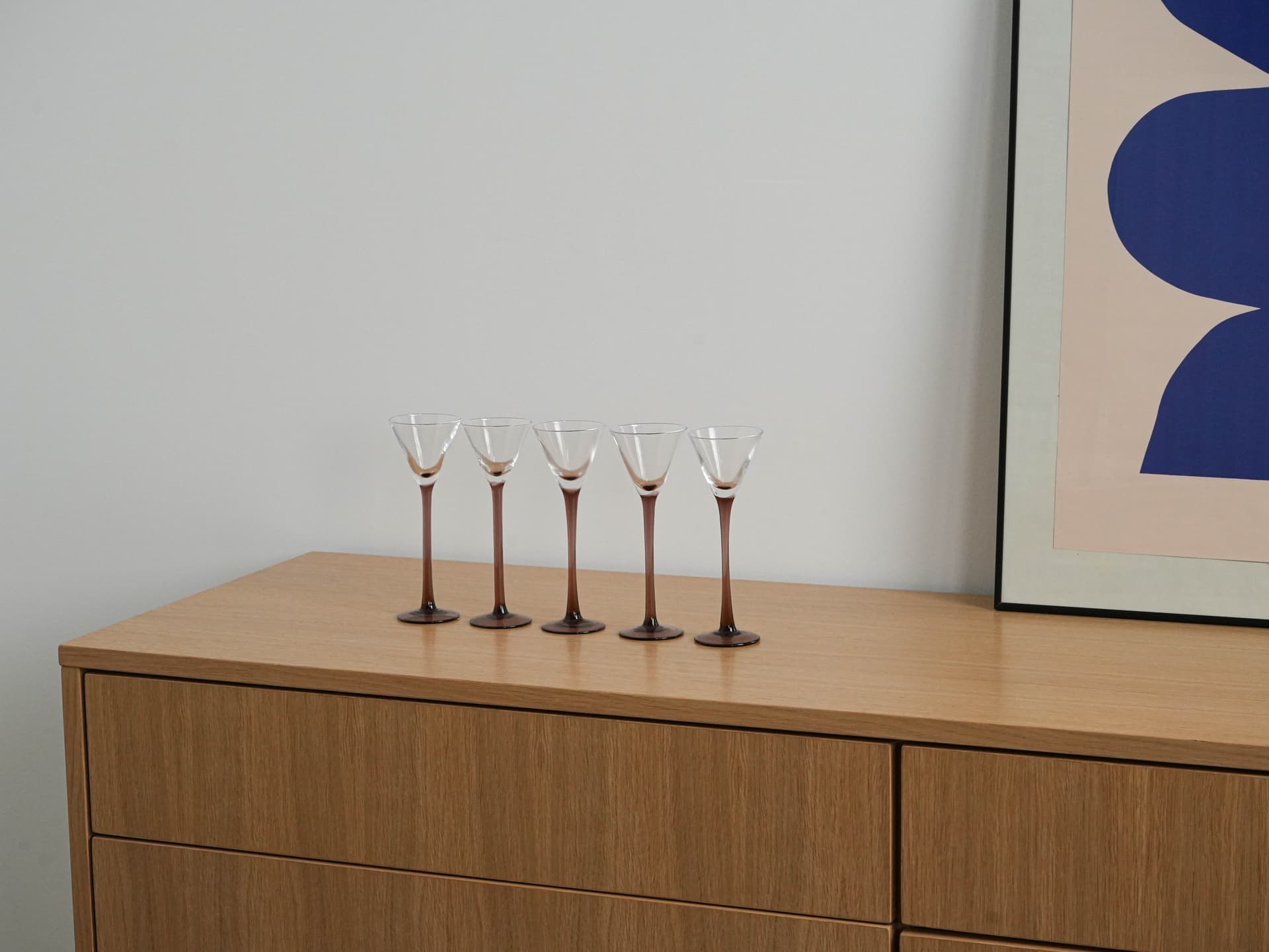 Komplet pięciu kieliszków, transparent szkło, Dania, lata 70. - 262457