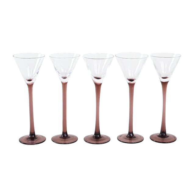 Komplet pięciu kieliszków, transparent szkło, Dania, lata 70. - WYMIARY