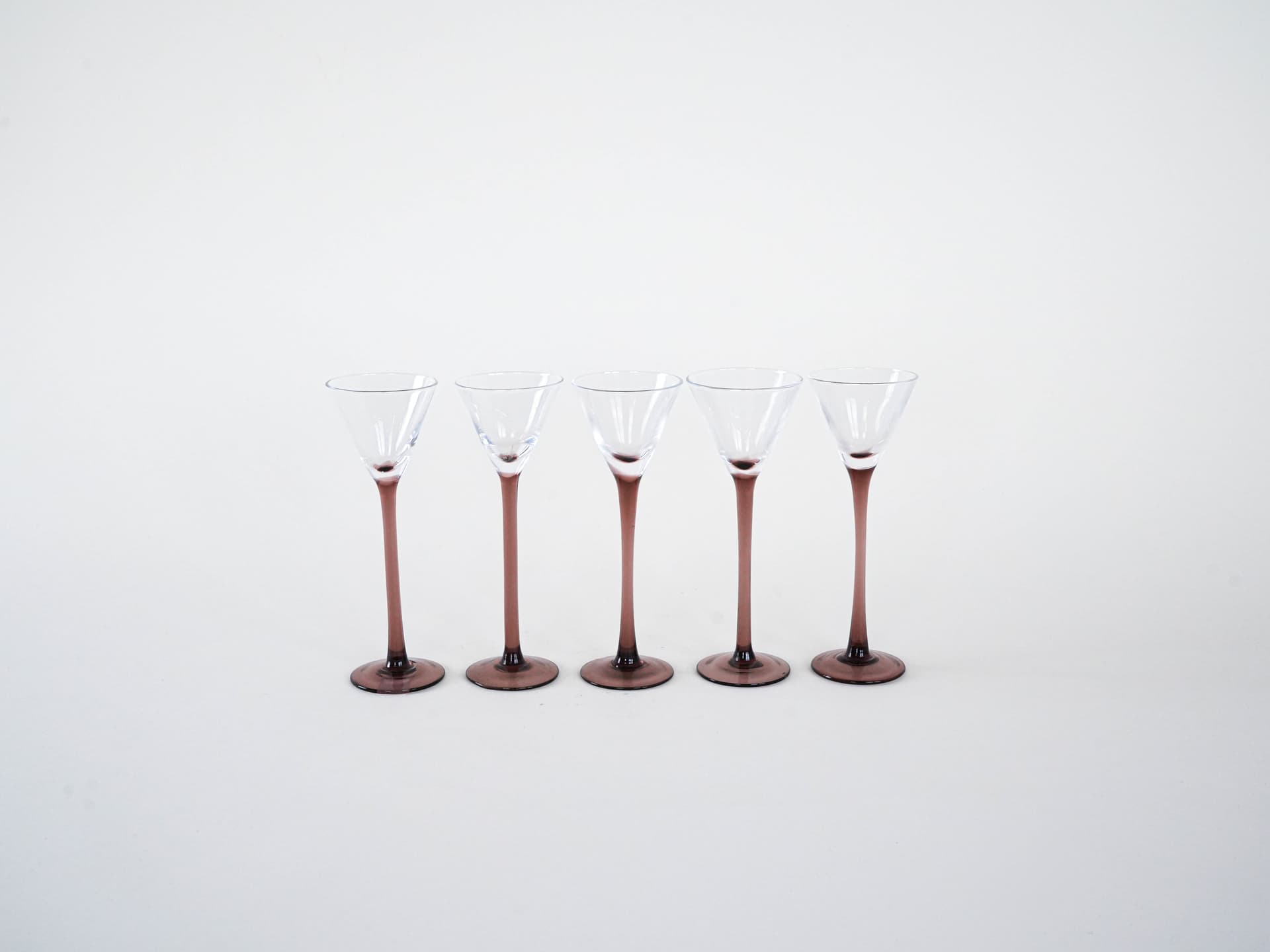 Komplet pięciu kieliszków, transparent szkło, Dania, lata 70. - 262454