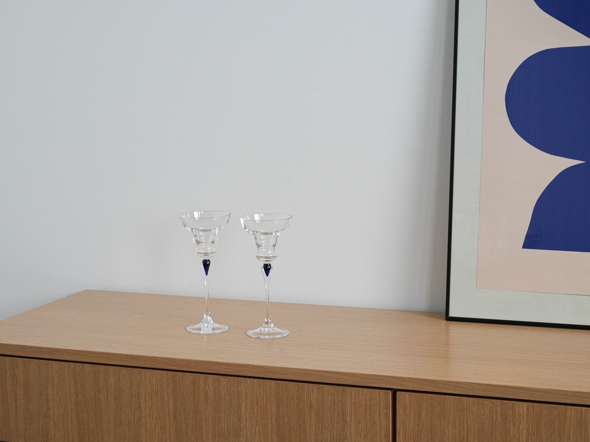 Para kieliszków, szkło przezroczyste kobaltowy, Dania, lata 70. - 262464