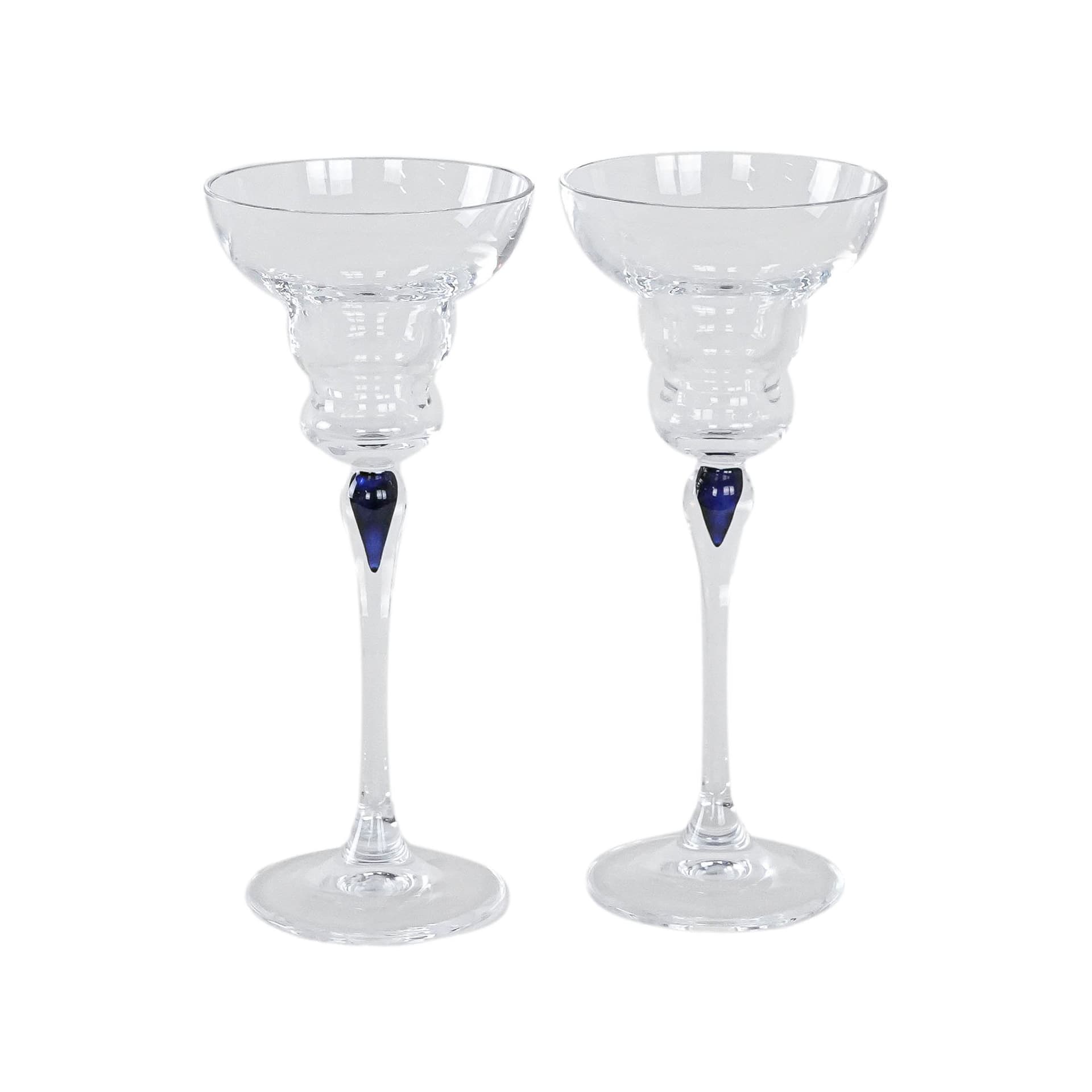 Para kieliszków, szkło przezroczyste kobaltowy, Dania, lata 70.