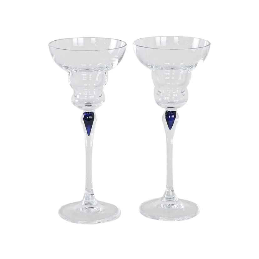 Para kieliszków, szkło przezroczyste kobaltowy, Dania, lata 70.