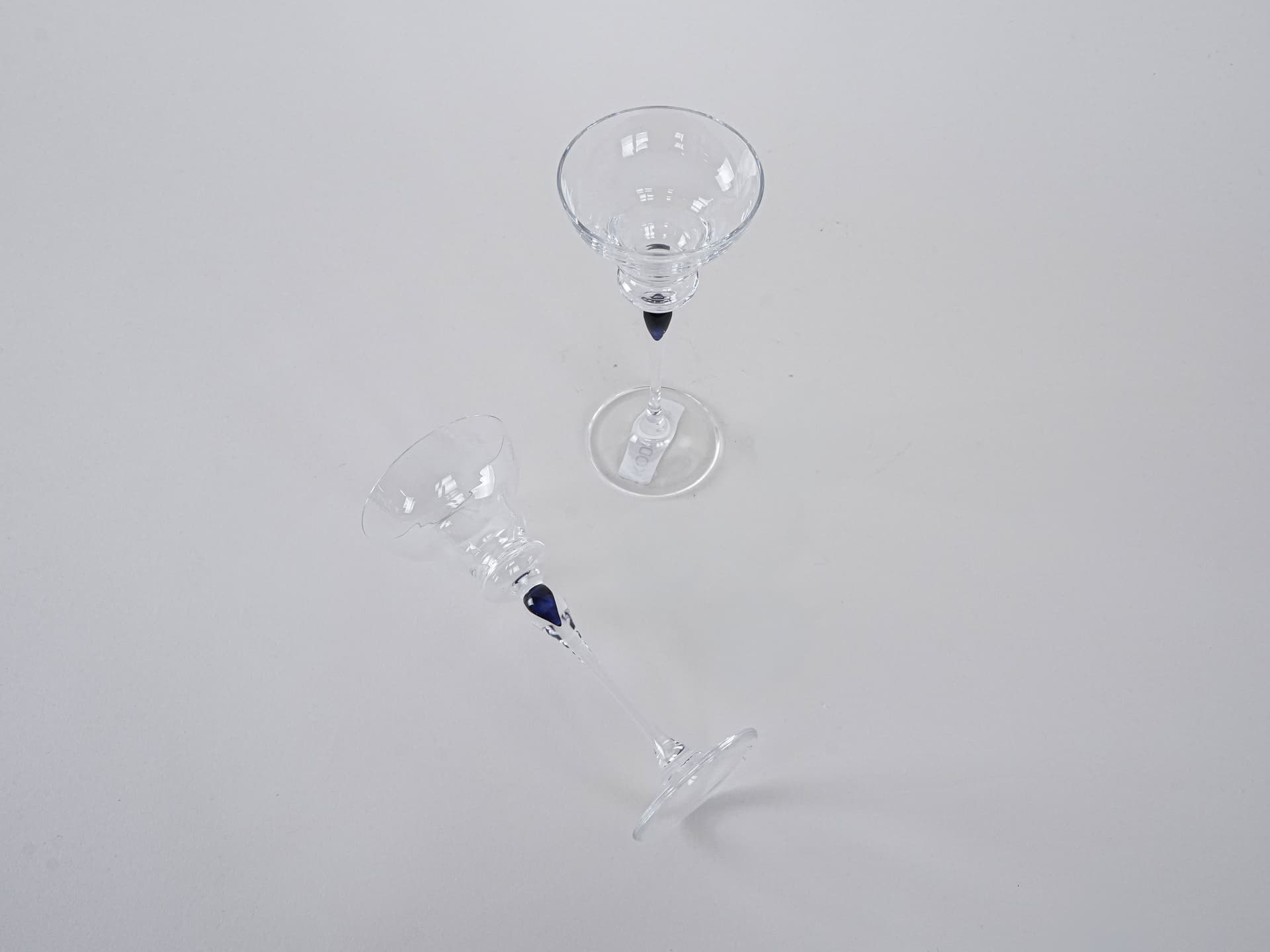 Para kieliszków, szkło przezroczyste kobaltowy, Dania, lata 70. - 262463