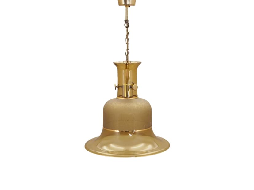 Lampa wisząca, szkło pomarańczowe, metal, Dania, lata 60.