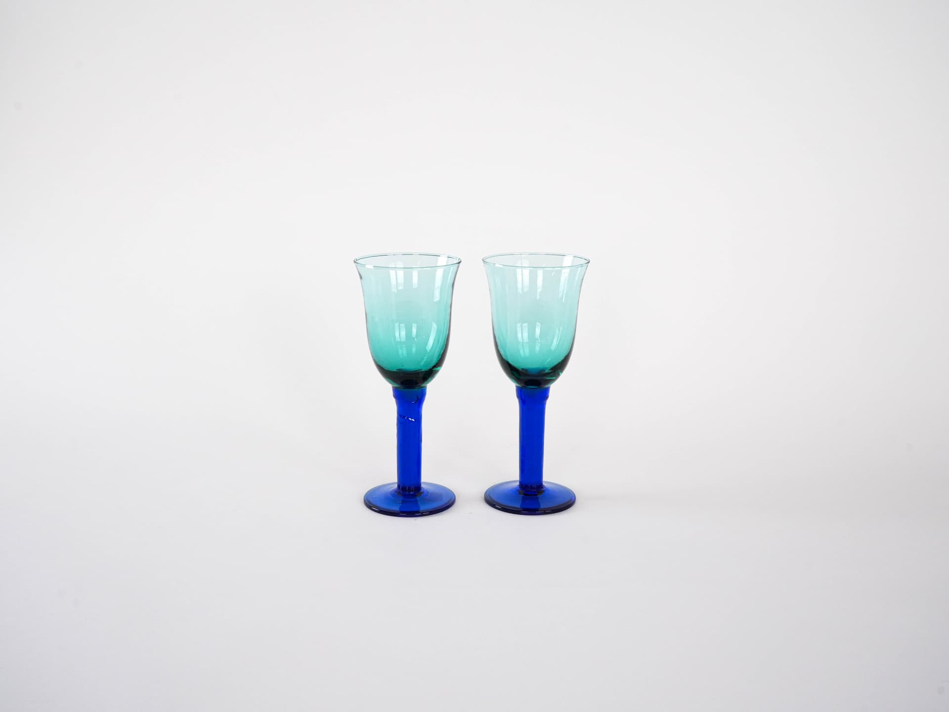 Para kieliszków zielony, szkło kobaltowy, Dania, lata 70. - 262467