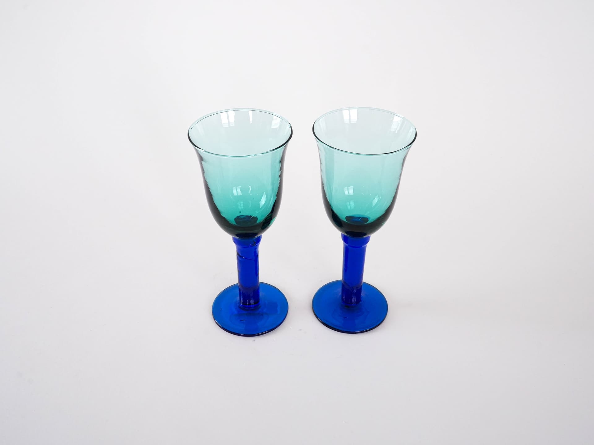 Para kieliszków zielony, szkło kobaltowy, Dania, lata 70. - 262466