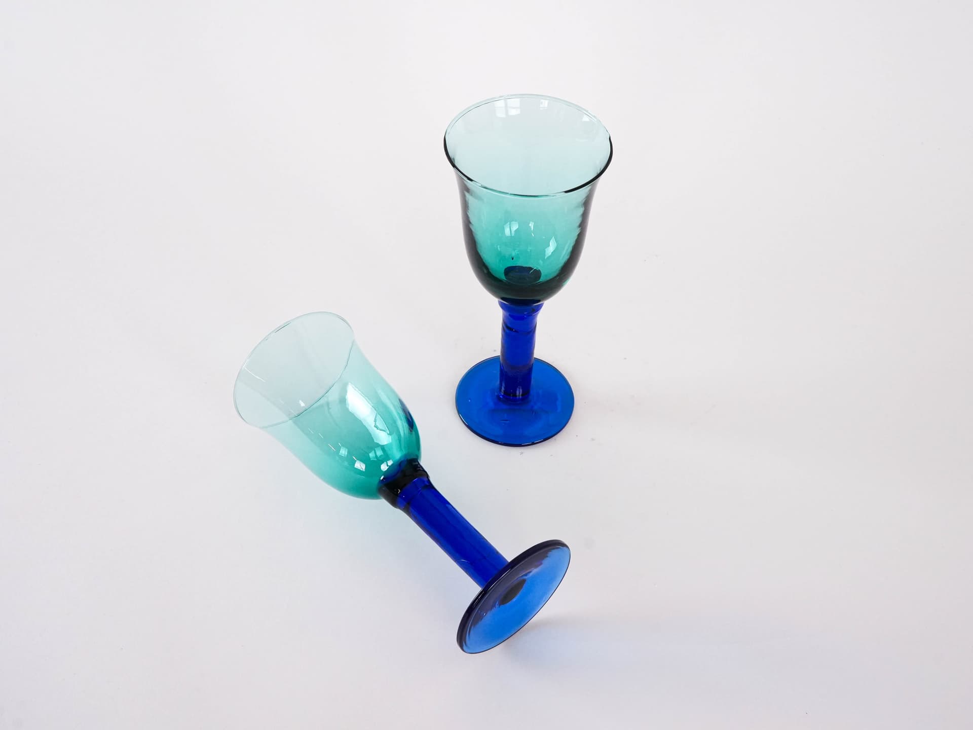 Para kieliszków zielony, szkło kobaltowy, Dania, lata 70. - 262469